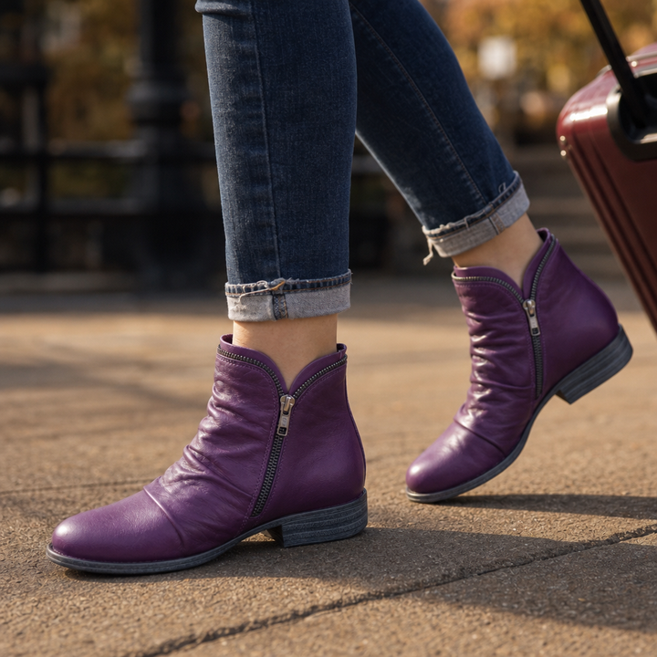 Damen Ankle Boots schmal mit seitlichem Reißverschluss