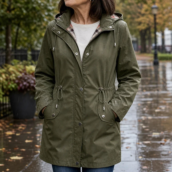 Imperméable avec capuche amovible et taille réglable