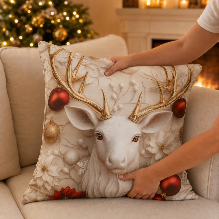 Hearthglow | Weihnachts-Kissenbezug aus texturiertem Leinen