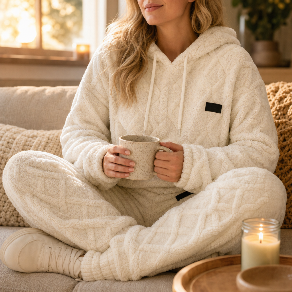 Damen Lounge Set 3D Prägung Oberteil Und Hose