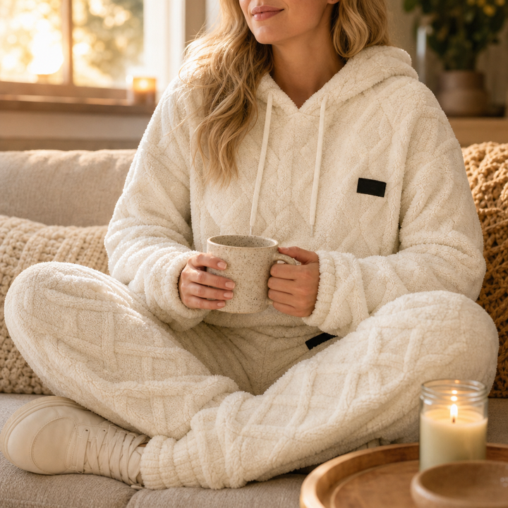 Damen Lounge Set 3D Prägung Oberteil Und Hose