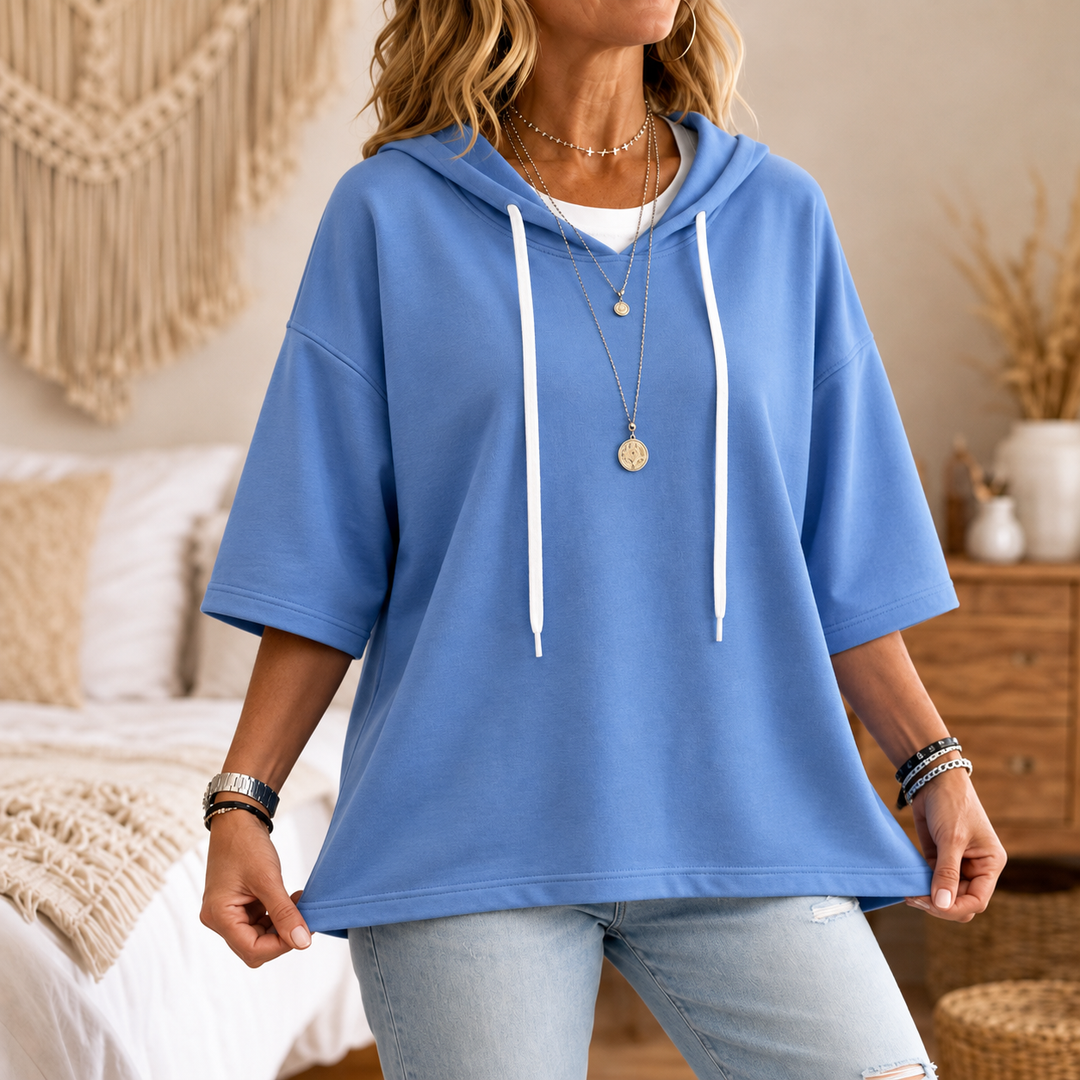Layerly | Damen 3/4-Arm Hoodie mit Kordelzug