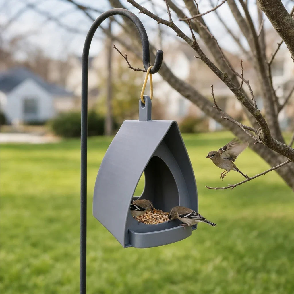 Hanging birdhouse with a roof