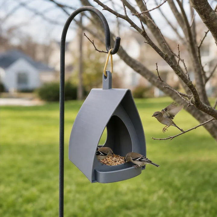 Hanging birdhouse with a roof