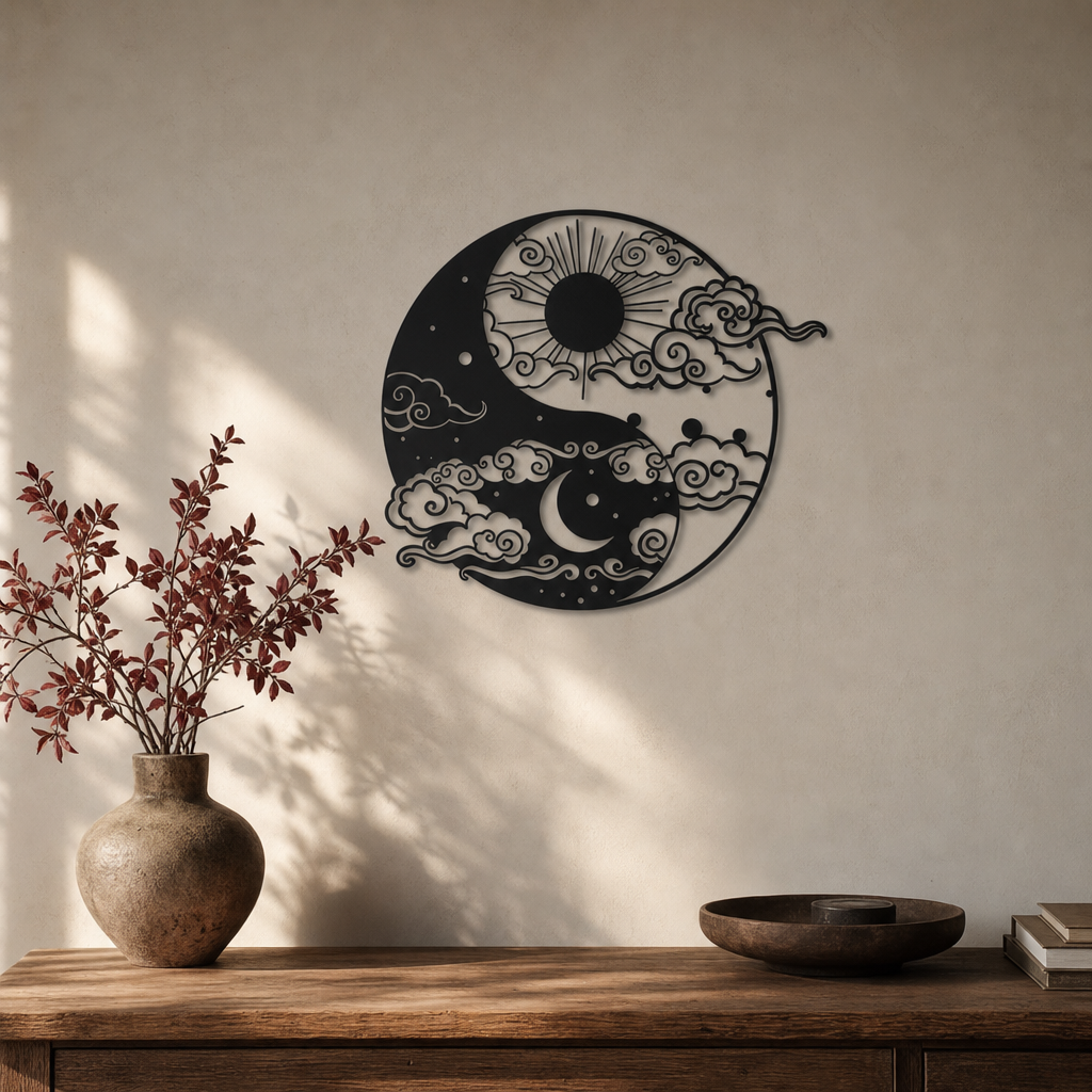 Solstice Balance | Metall-Wanddekoration mit Sonne und Mond