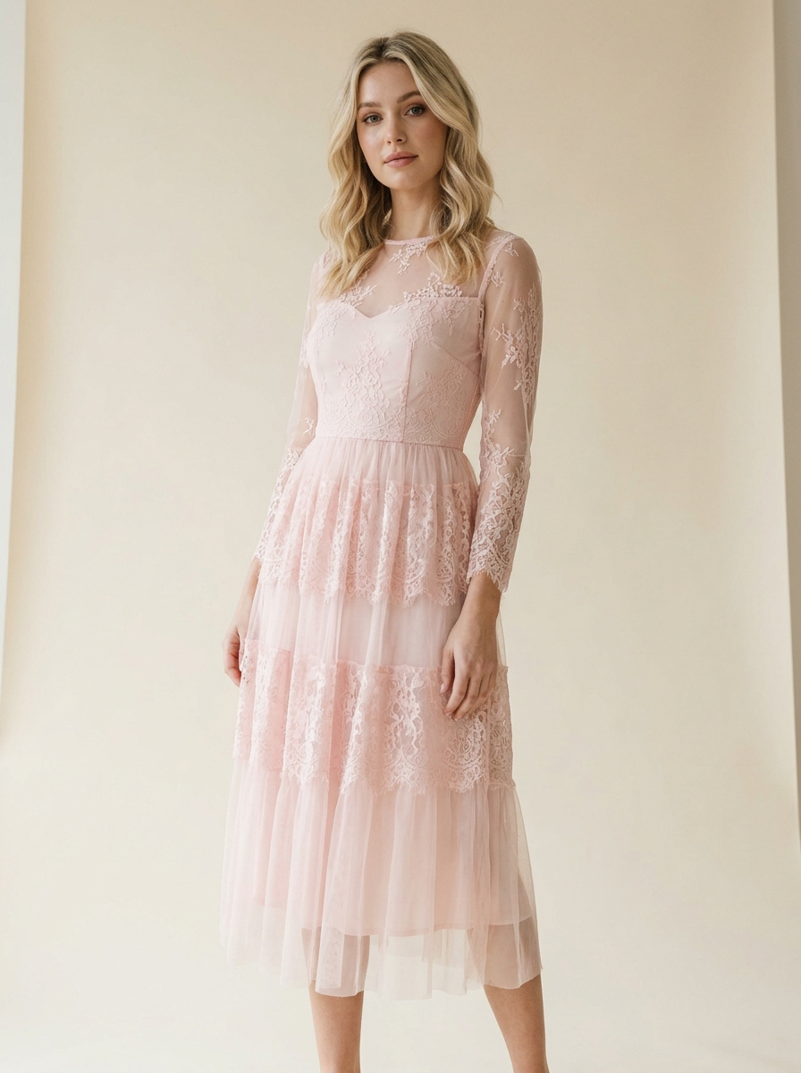 Mehrlagiges Spitzenkleid für Damen – Romantischer Vintage-Sommer-Look - hero