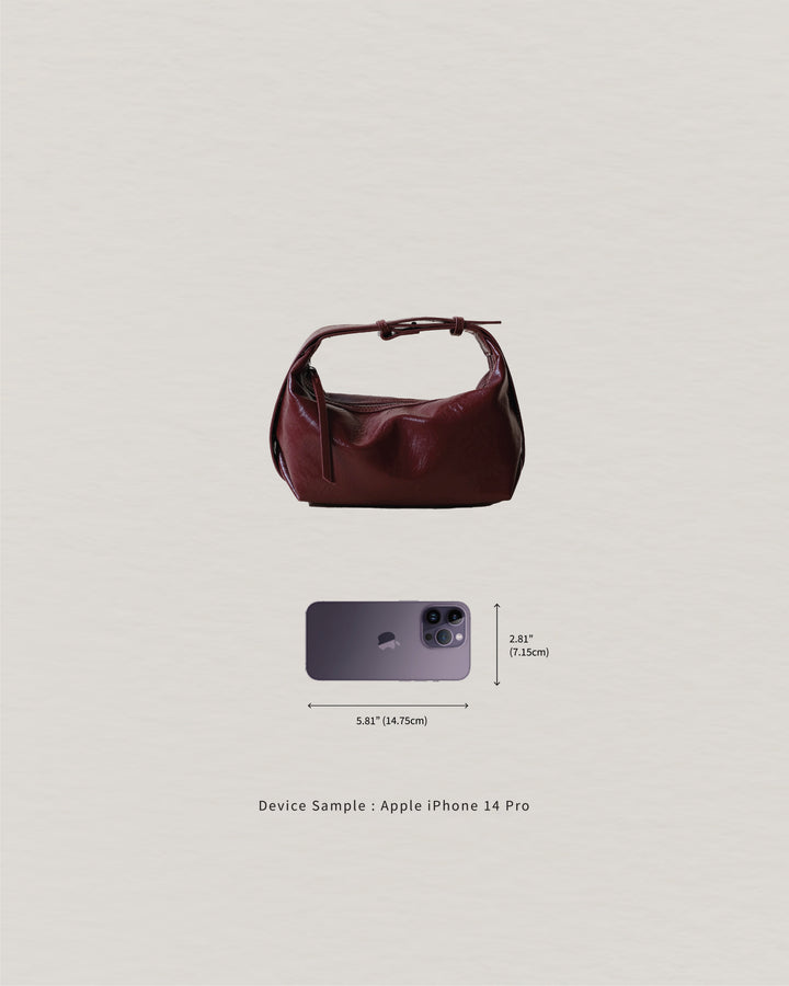 Weinrote Retro Schultertasche aus veganem Leder – Crossbody Handtasche