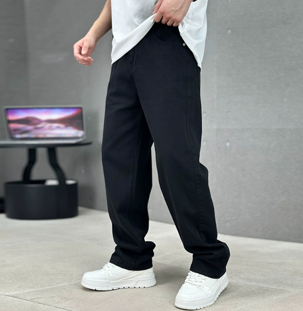 Men's Straight Cut Blue Jeans - Classic Casual Denim Pants