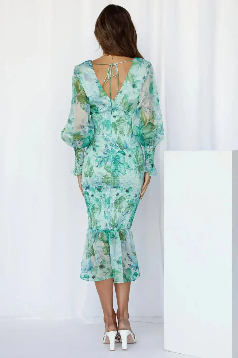 Floral midi dress for women | Elegant summer dress made of high-quality, lightweight fabric