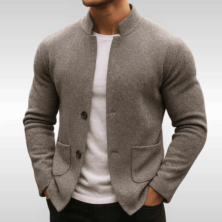 Herren Geknöpfter Wollcardigan – Skandinavischer Langarm Strickpullover