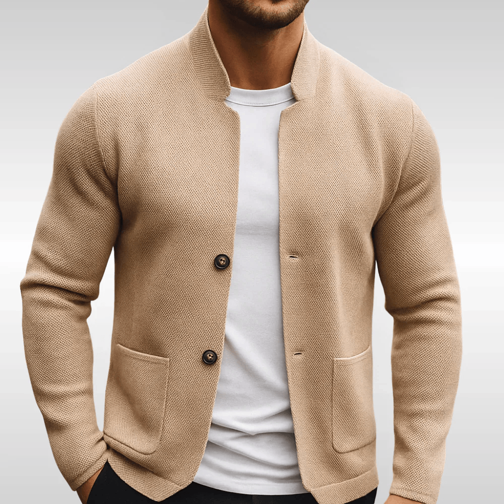 Herren Geknöpfter Wollcardigan – Skandinavischer Langarm Strickpullover
