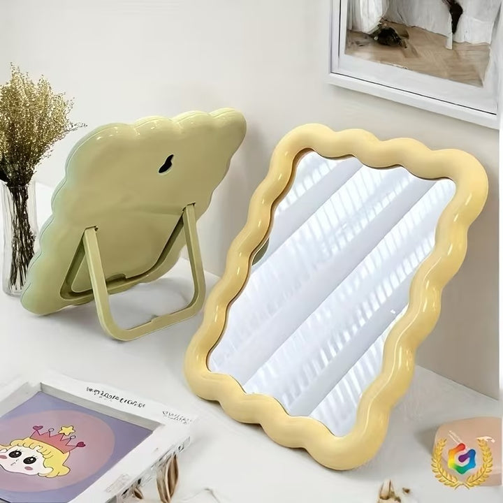 Espejo de maquillaje ondulado HD - Espejo de tocador para pared y mesa