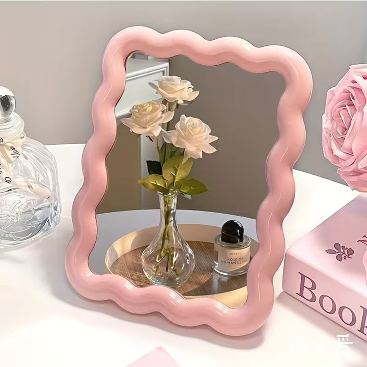 Espejo de maquillaje ondulado HD - Espejo de tocador para pared y mesa