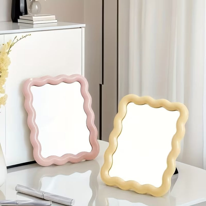Espejo de maquillaje ondulado HD - Espejo de tocador para pared y mesa