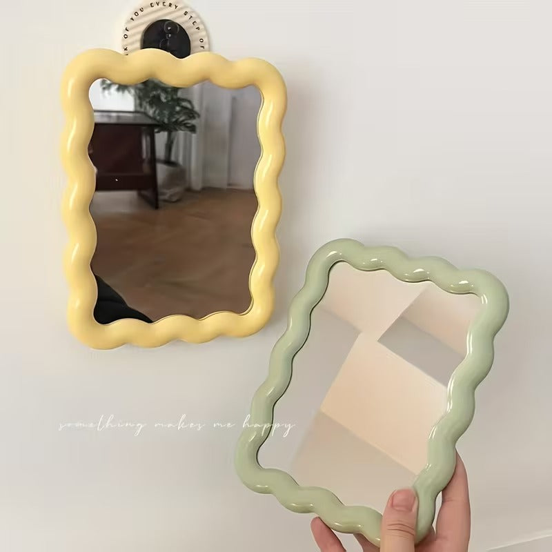 Espejo de maquillaje ondulado HD - Espejo de tocador para pared y mesa