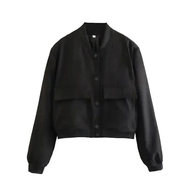 Short women's transitional jacket – college jacket with buttons & cuffs