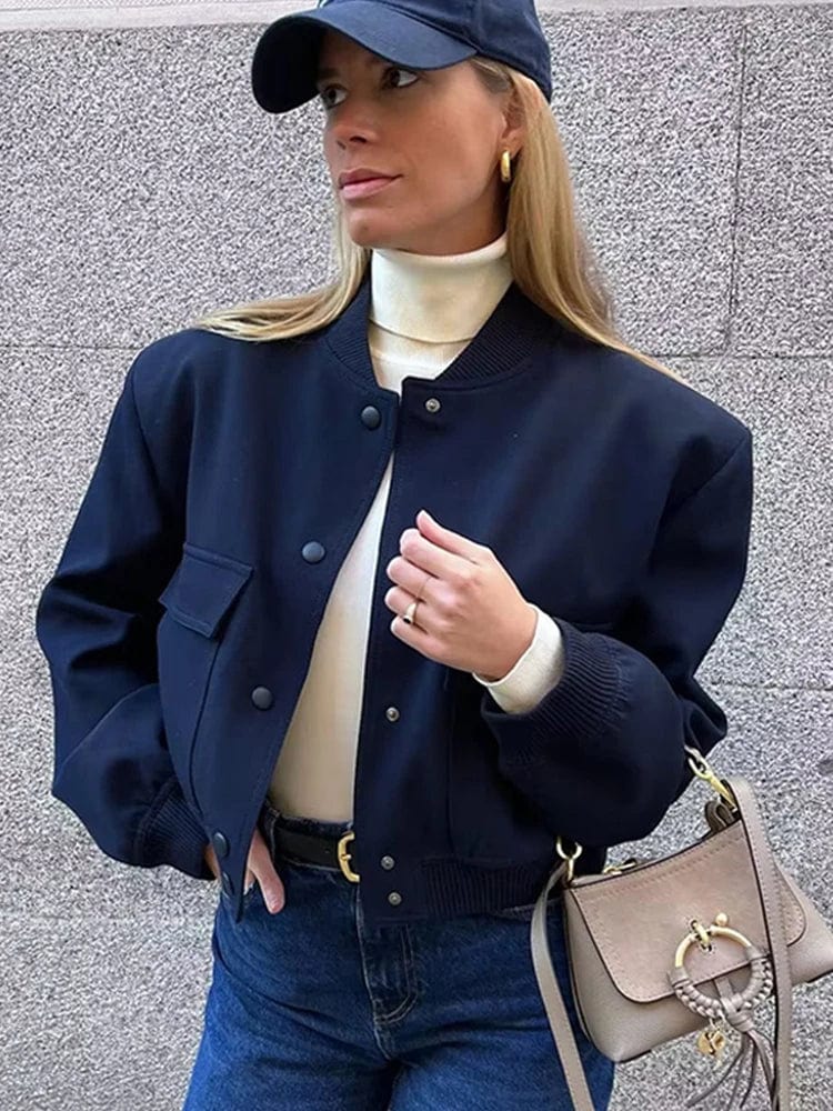 Short women's transitional jacket – college jacket with buttons & cuffs