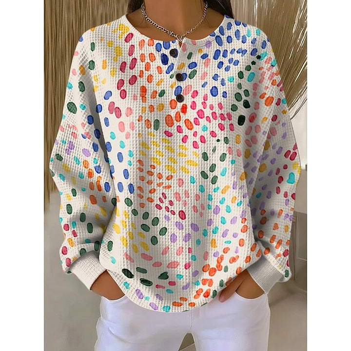 Melody | Damen Sweatshirt mit Druck und Knopfkragen