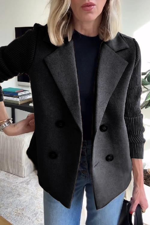 Damen Woll Casual Blazer Mantel Mit Reverskragen – Elegante Alltagsjacke