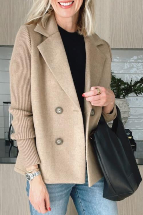 Damen Woll Casual Blazer Mantel Mit Reverskragen – Elegante Alltagsjacke