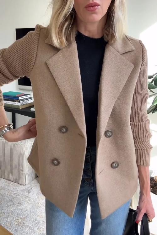 Damen Woll Casual Blazer Mantel Mit Reverskragen – Elegante Alltagsjacke