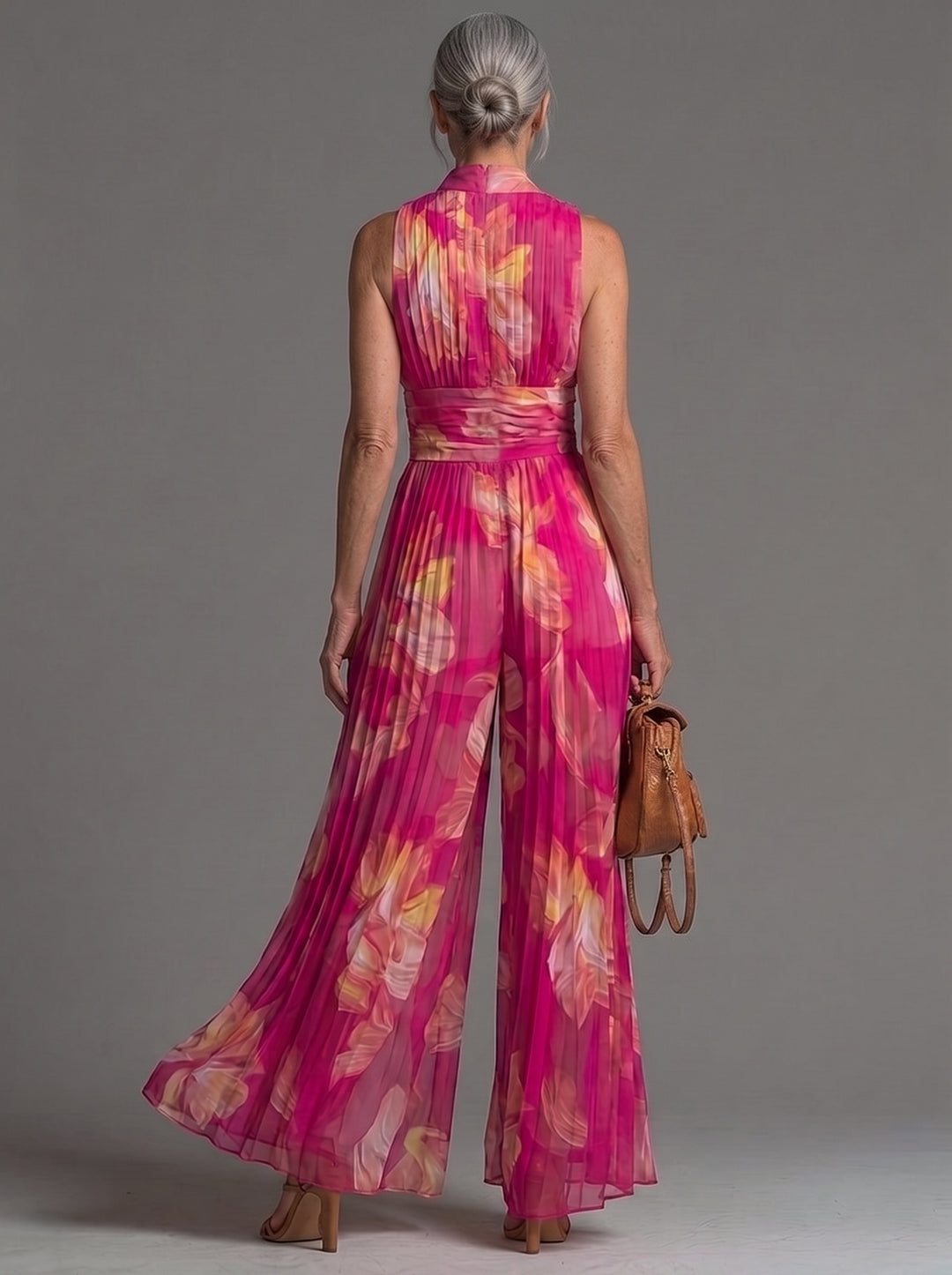 Eleganter Blumen-Jumpsuit – Rückansicht 55+