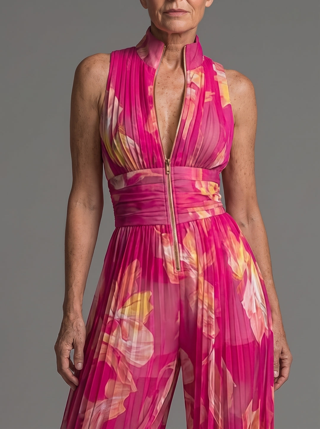 Eleganter Blumen-Jumpsuit – Detail 55+