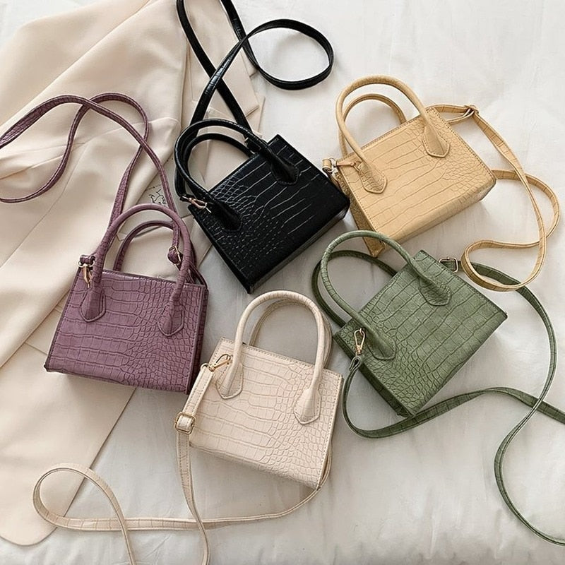 Luxury handbag women – crocodile leather look – shoulder bag
