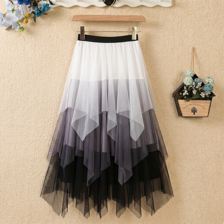 Jupe maxi en tulle multicolore – jupe asymétrique pour femme, légère et fluide