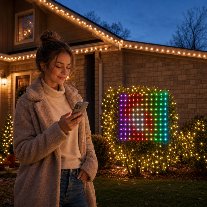 GlowGrid Faltbares RGBIC Lichternetz mit App-Steuerung