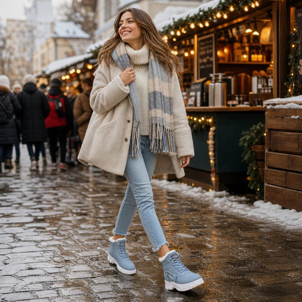 Waterproof ankle boots with plush lining