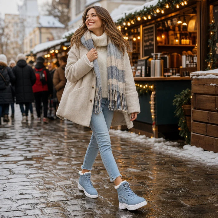 Waterproof ankle boots with plush lining
