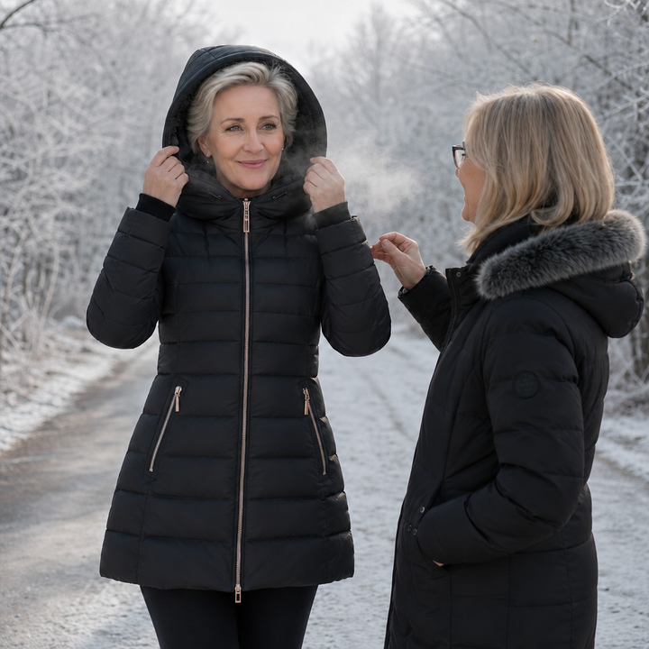 Damen Winterjacke Mittellang Mit Plüsch Und Kapuze