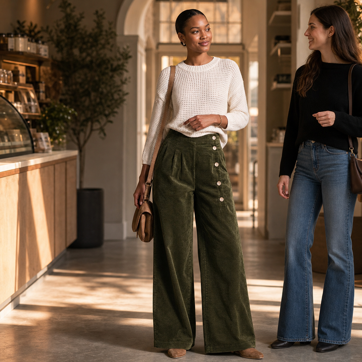 Cordelle | Cord-Hose mit asymmetrischem Knopfverschluss
