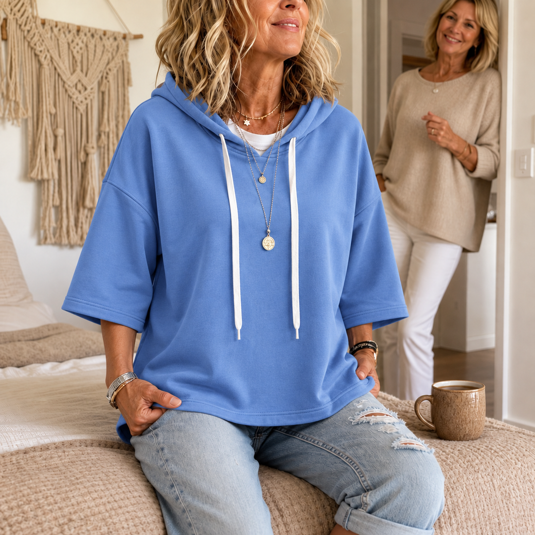 Layerly | Damen 3/4-Arm Hoodie mit Kordelzug