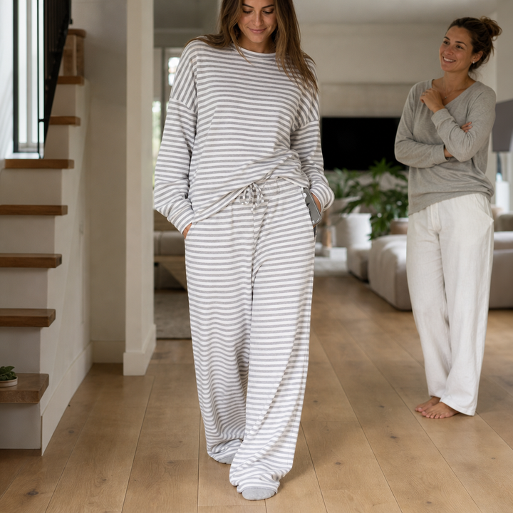 Stripe Ease | Streifen-Zweiteiler mit Tunnelzughose
