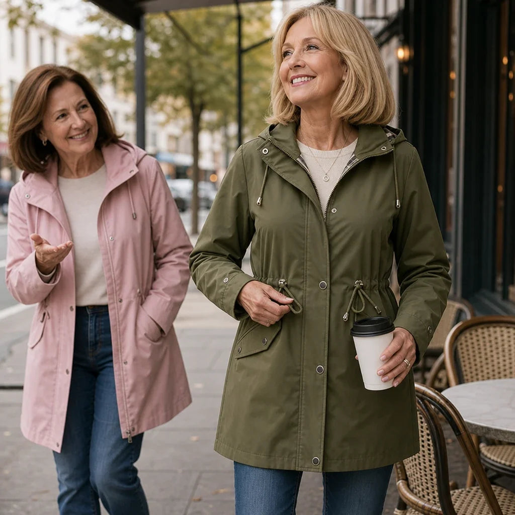 Imperméable avec capuche amovible et taille réglable