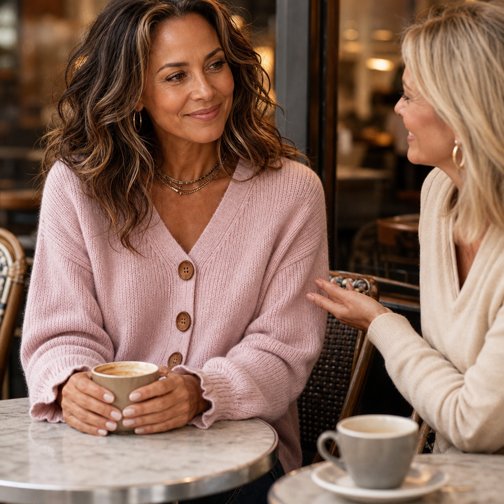 Vellora | Damen Strickpullover mit V-Ausschnitt und Knopfdetails