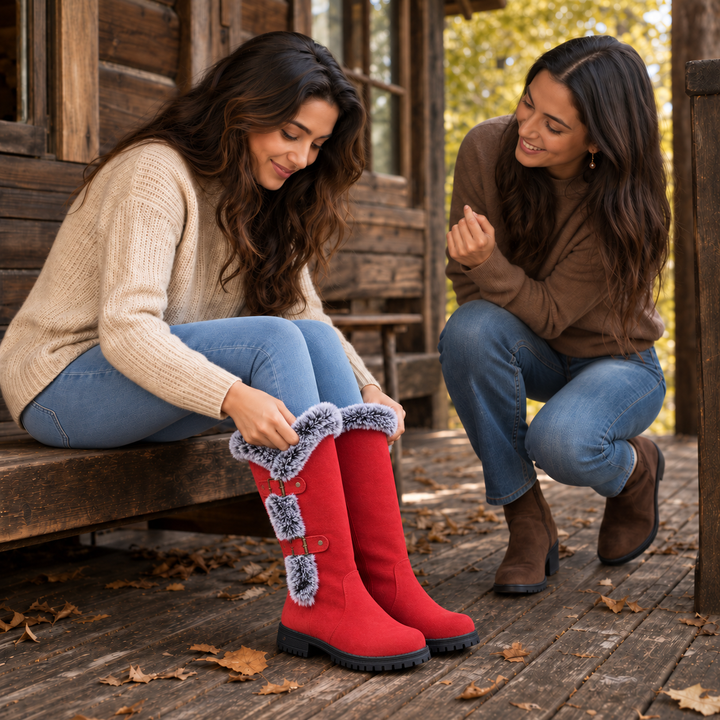 Frostella | Winterstiefel aus Veloursleder mit Fellbesatz