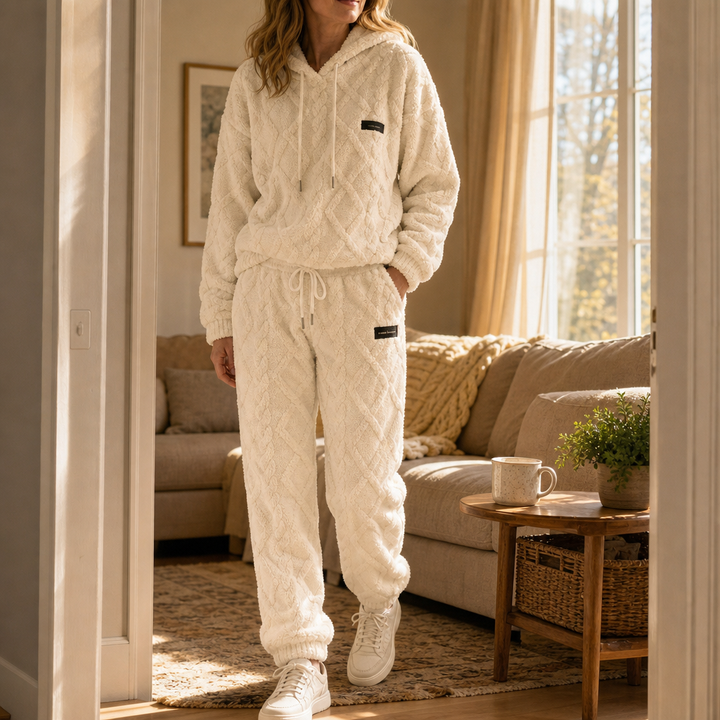 Damen Lounge Set 3D Prägung Oberteil Und Hose