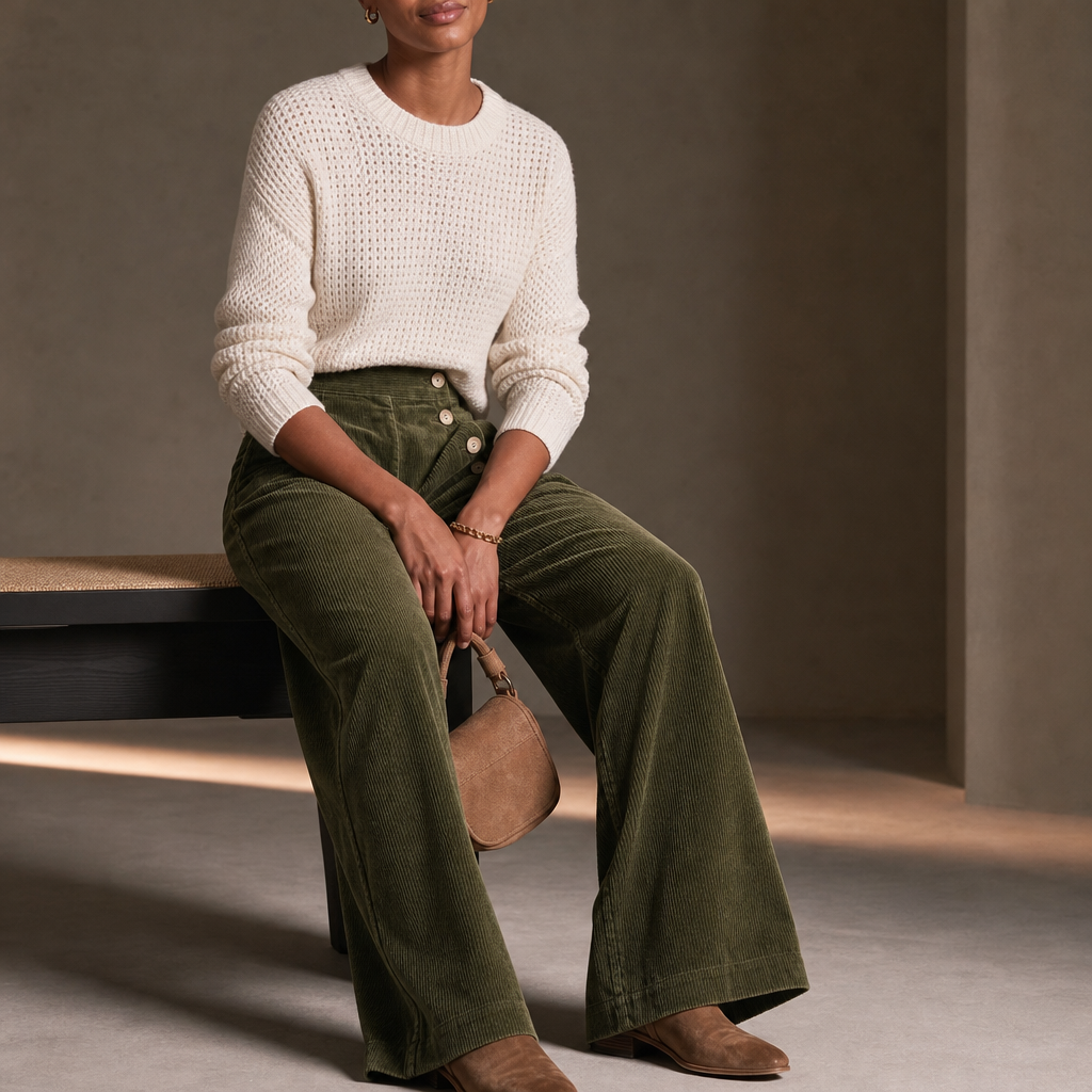 Cordelle | Cord-Hose mit asymmetrischem Knopfverschluss