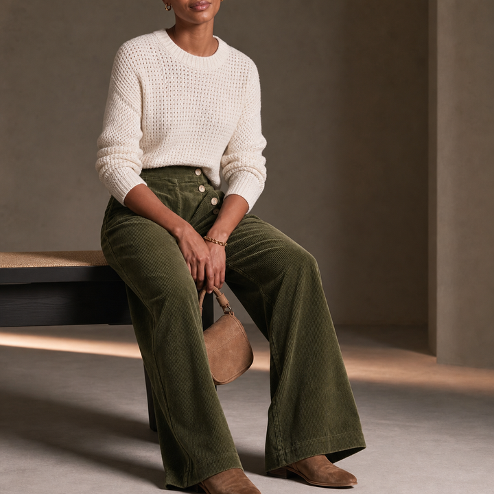 Cordelle | Cord-Hose mit asymmetrischem Knopfverschluss
