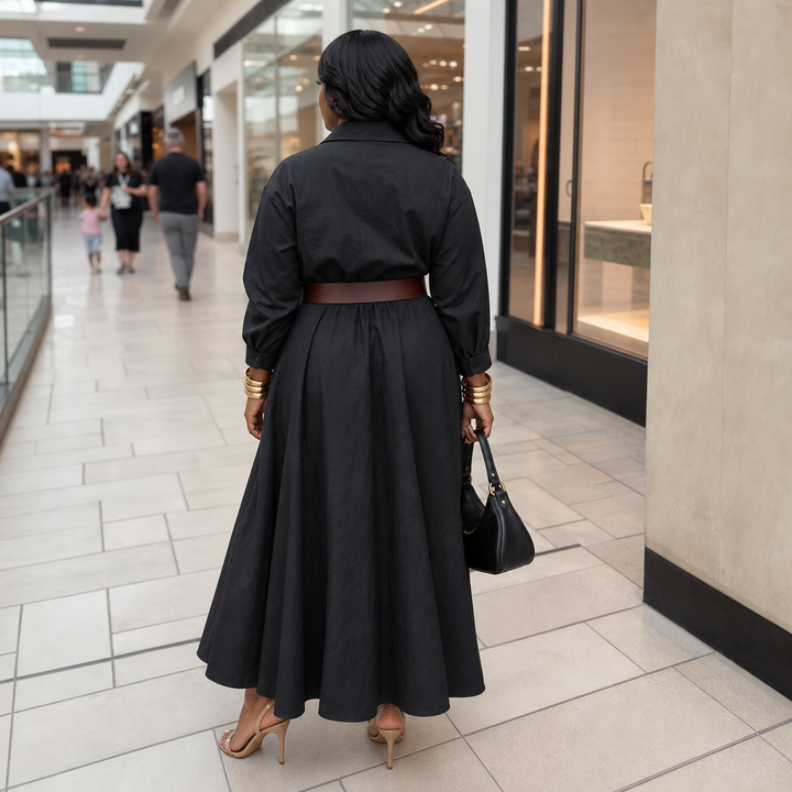 Everly | Midikleid mit Gürtel und Kragen