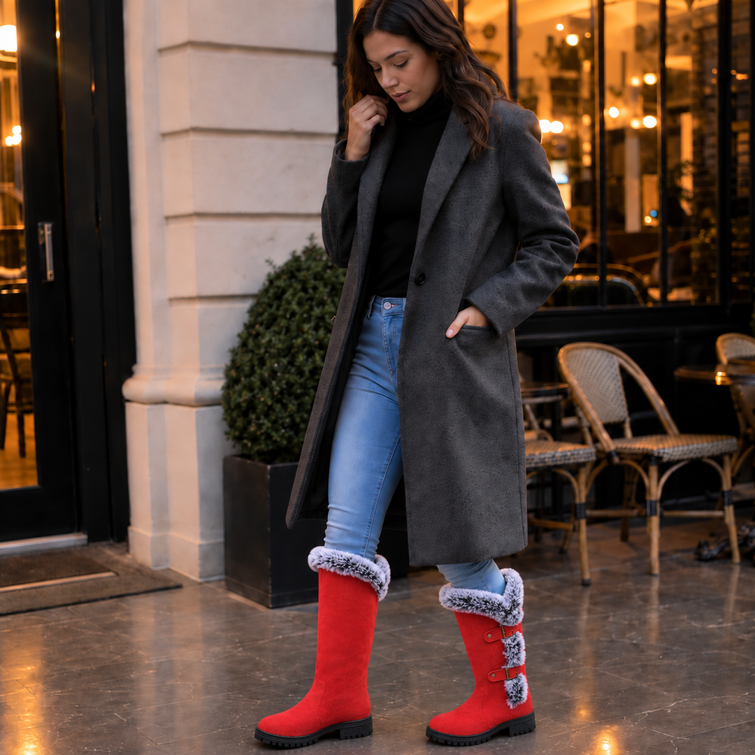 Frostella | Winterstiefel aus Veloursleder mit Fellbesatz