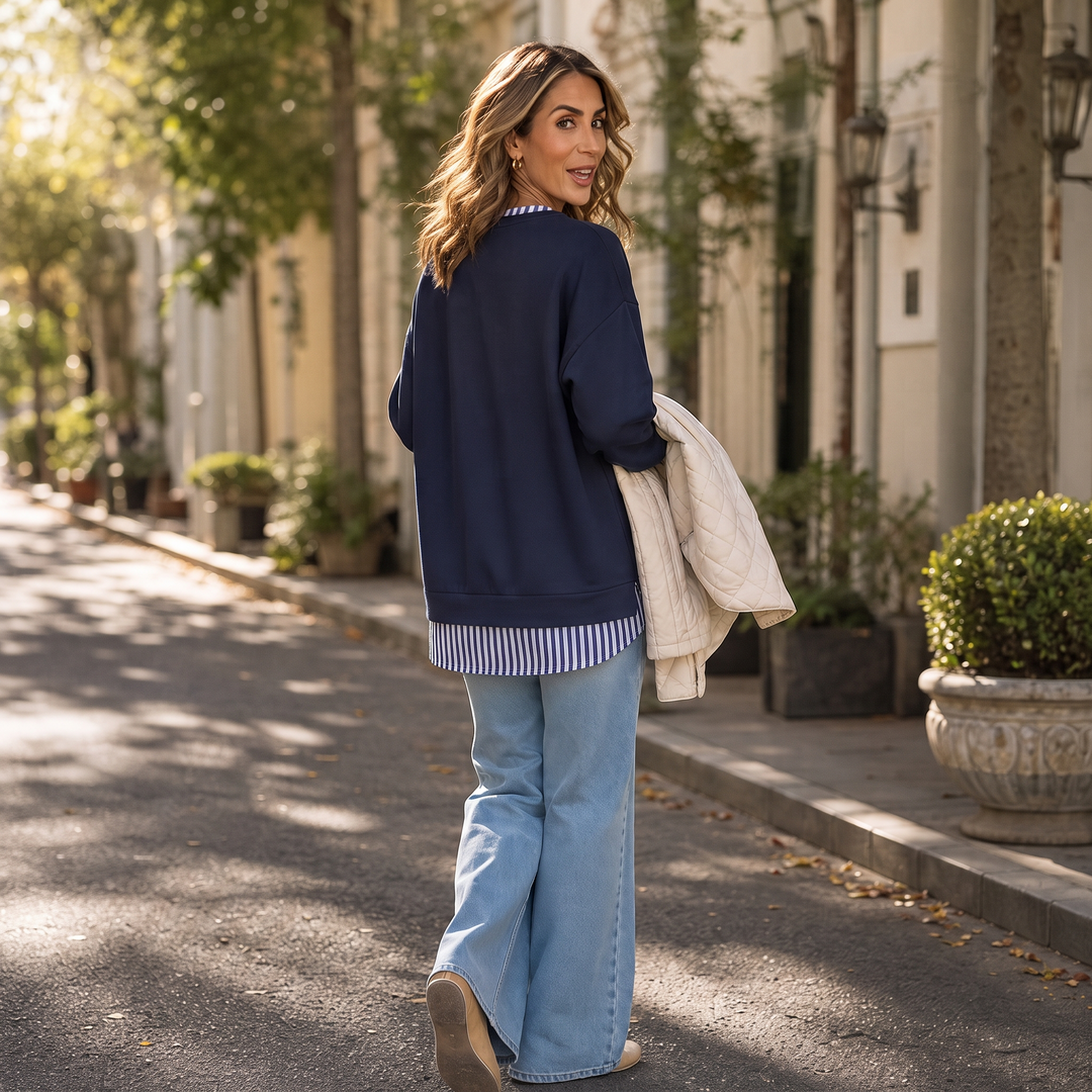 Layerella | Sweatshirt mit Fake-Layer und geripptem Bündchen