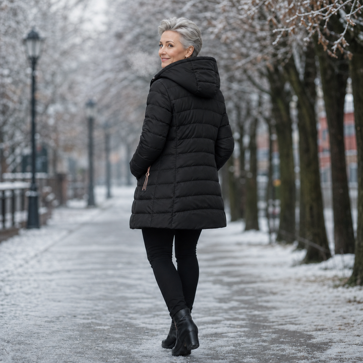 Damen Winterjacke Mittellang Mit Plüsch Und Kapuze