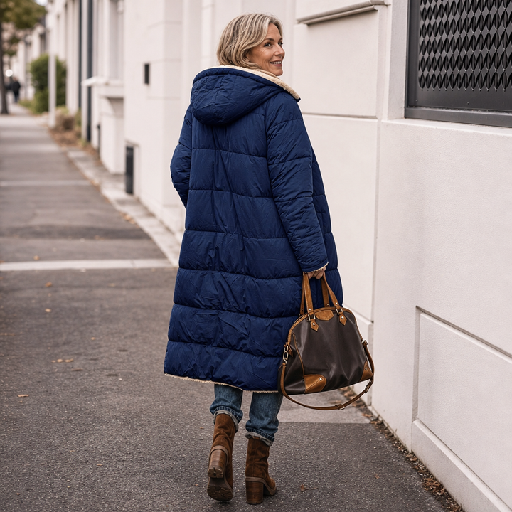 Damen Wendemantel Steppstoff Und Sherpa