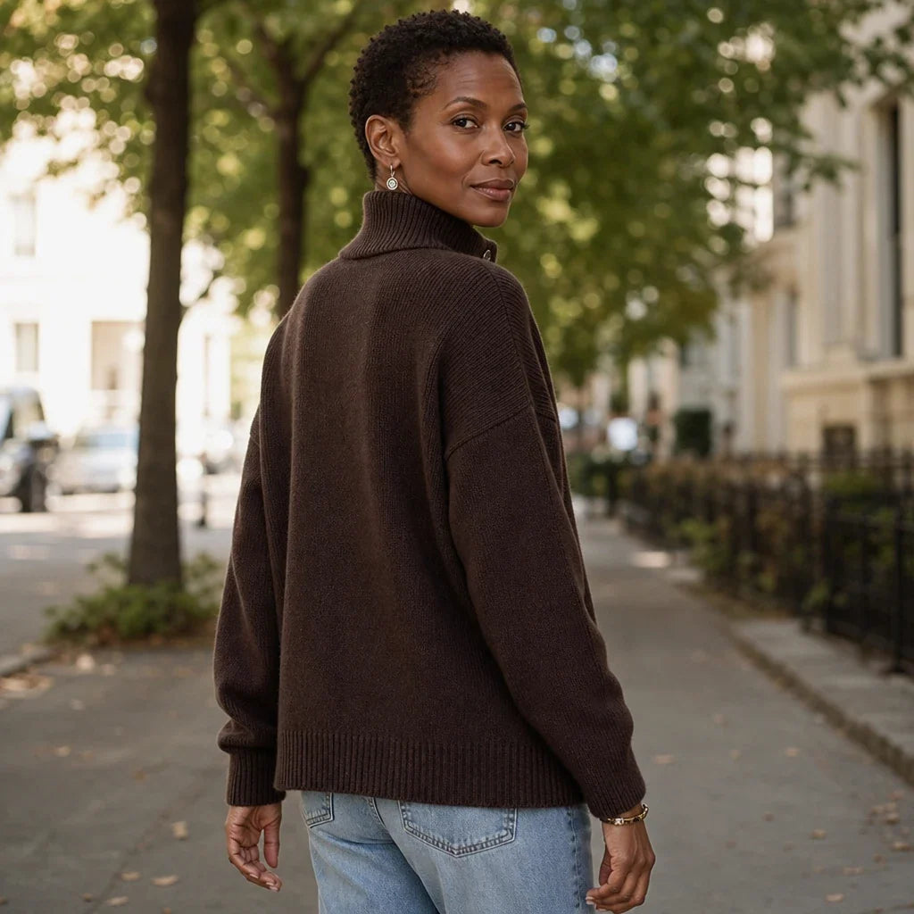 Zweireihige Strickjacke mit Stehkragen