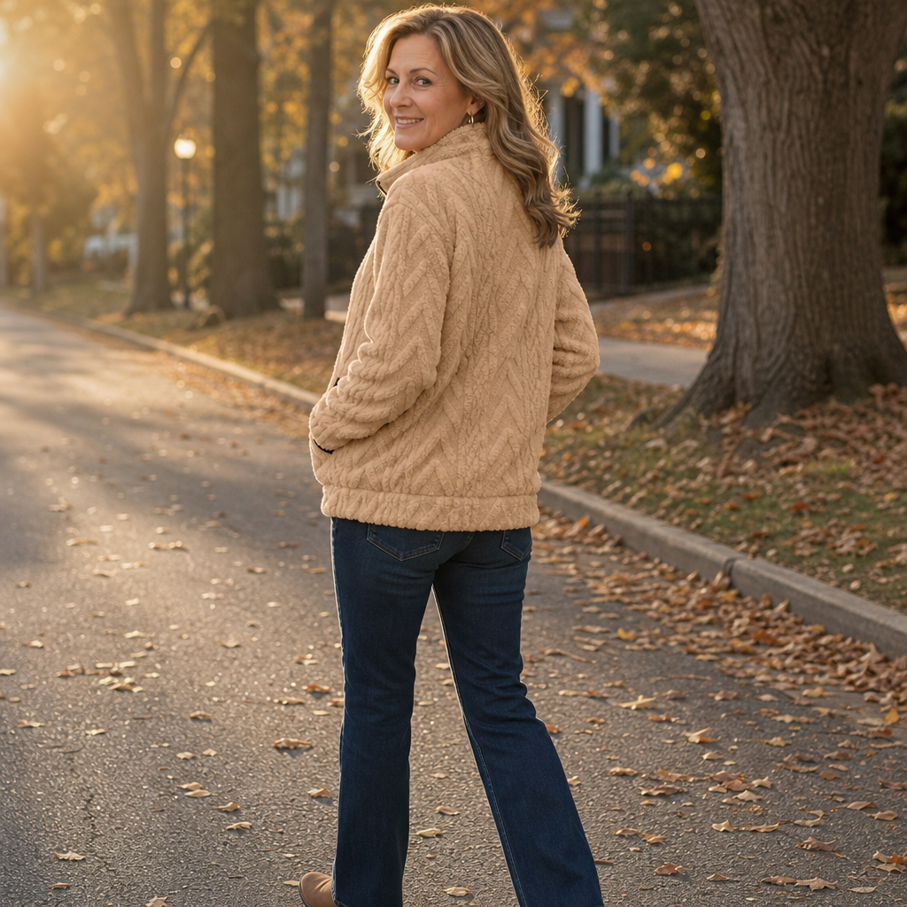 Plushly | Flauschiger Half-Zip Pullover mit Känguru-Tasche