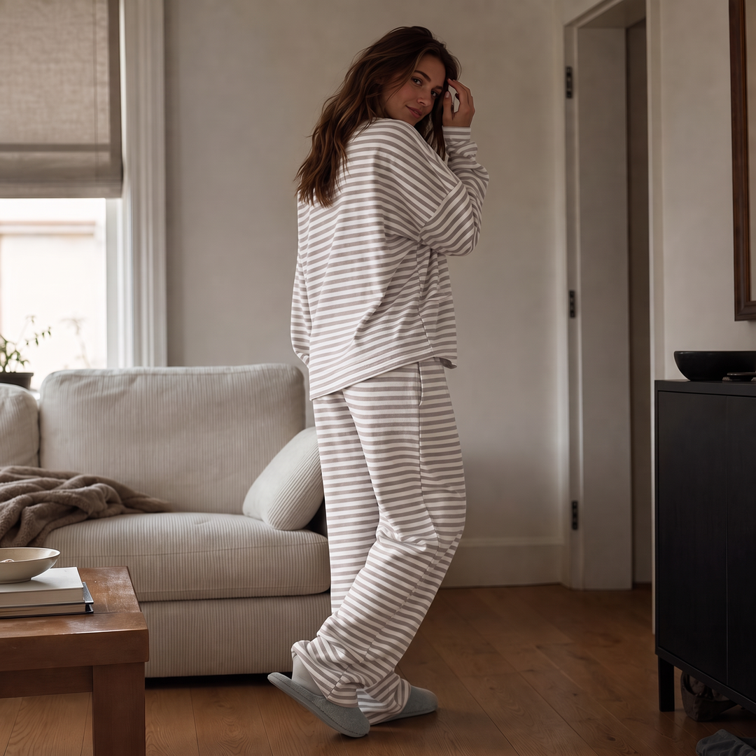 Stripe Ease | Streifen-Zweiteiler mit Tunnelzughose